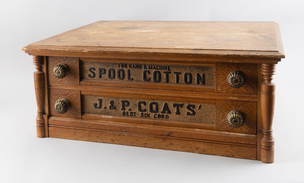 Appraisal: J P COATS TWO-DRAWER SPOOL CABINET EARLY TH CENTURY HEIGHT