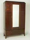 Appraisal: WARDROBE - Early th C mahogany inlaid three section wardrobe