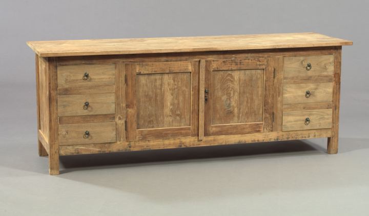 Appraisal: Asian Teakwood Low Cabinet the top with a protruding overhanging