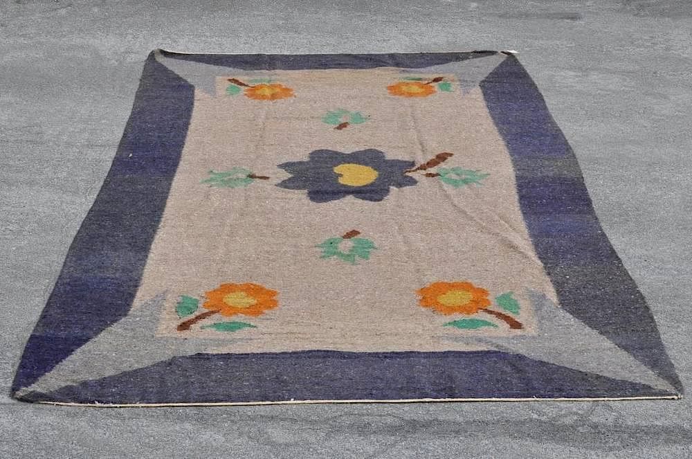 Appraisal: Drugget Floral Carpet Drugget floral carpet ' wide long Condition