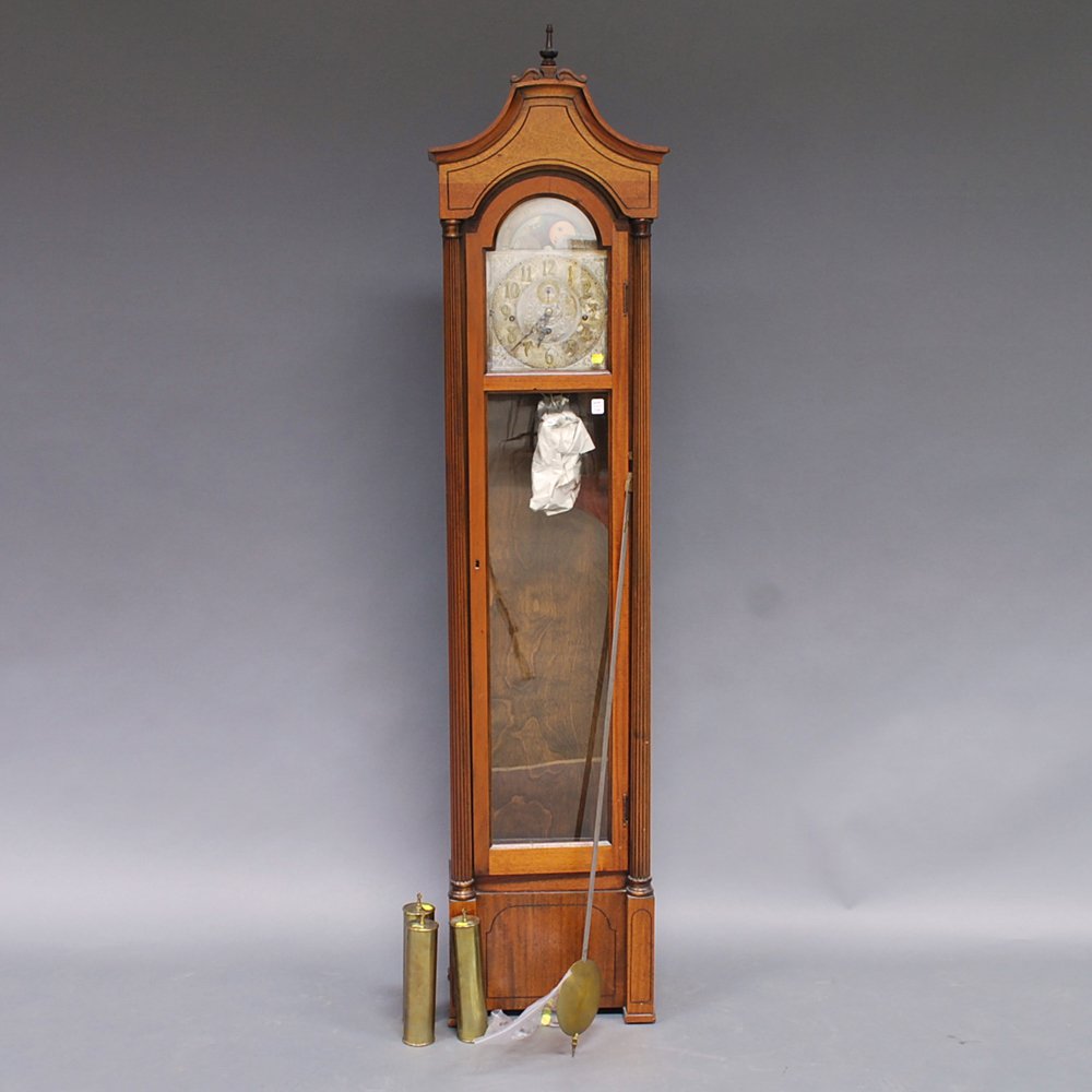 Appraisal: Quarter-chiming Tubular Bell Floor Clock c the case with full-length