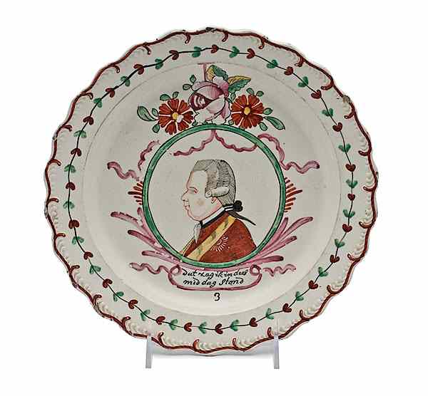 Appraisal: Prince William V Creamware Plate English ca a Dutch-decorated creamware