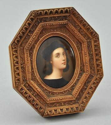 Appraisal: A Hand Painted Porcelain Miniature Portrait Plaque Depicting a young