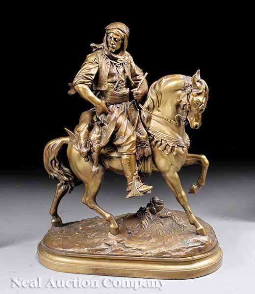 Appraisal: A French Cast Metal Sculpture of an Arabian Warrior on