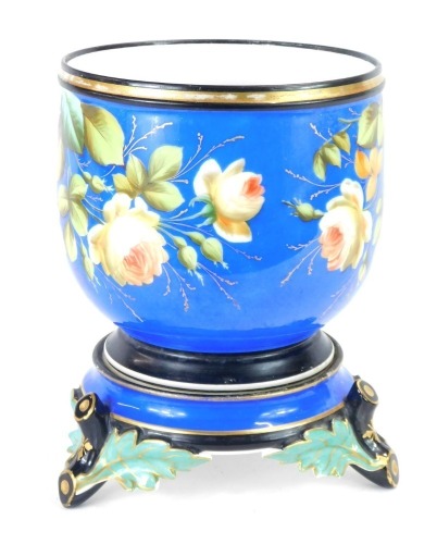 Appraisal: A thC Paris porcelain jardiniere on a royal blue ground