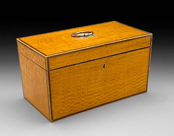 Appraisal: A George III inlaid satinwood tea caddy first quarter century