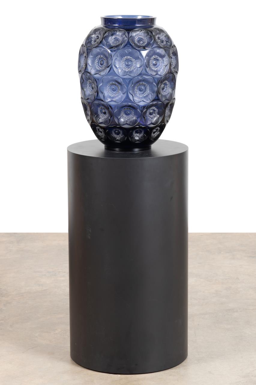 Appraisal: LIM ED LALIQUE 'ANEMONES GRAND' VASE W PEDESTAL Limited edition