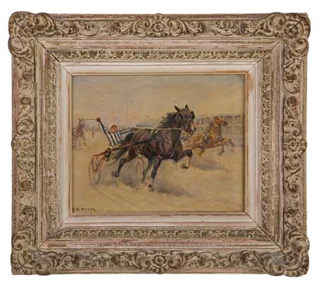 Appraisal: CARL FRANZ BAUER Austrian - Harness Race Oil on canvas