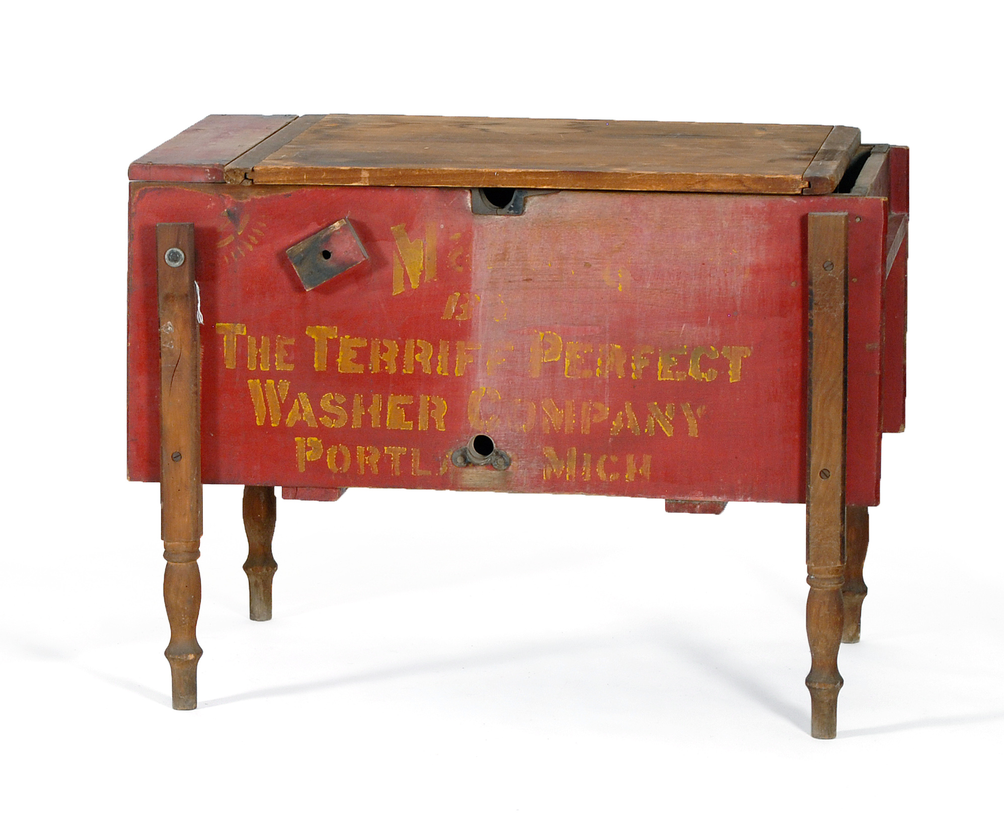 Appraisal: WOODEN WASHTUB Late th CenturyTerriff's Perfect Washer Warranted in yellow