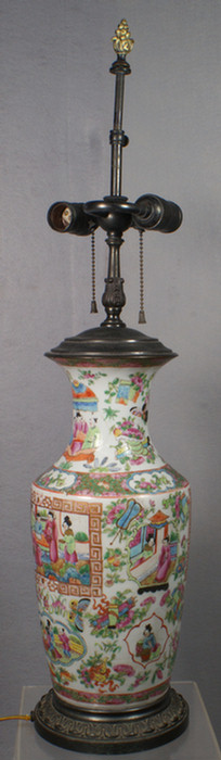 Appraisal: Chinese export porcelain Mandarin vase h mounted as a lamp