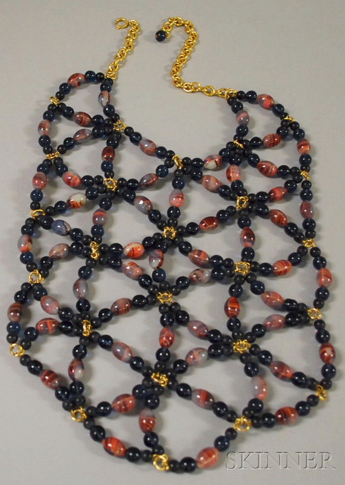 Appraisal: Large Beaded Bib Necklace Attributed to Giorgio Armani unsigned in