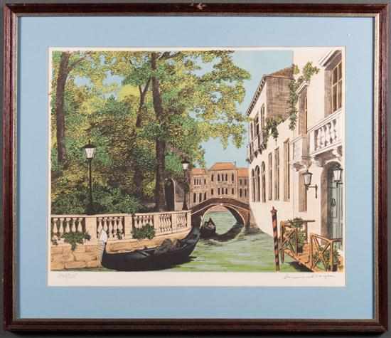 Appraisal: Denis Paul Noyer French b Venetian Canal color lithograph ed