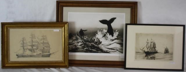 Appraisal: LOT OF FRAMED NAUTICAL ITEMS TO INCLUDE ETCHING BY JACK