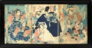 Appraisal: JAPANESE COLOR WOODBLOCK TRIPTYCH JAPANESE COLOR WOODBLOCK TRIPTYCH H L