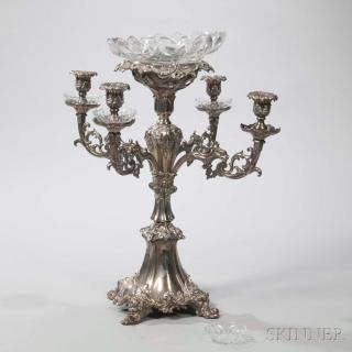 Appraisal: English Silver-plate Candelabra Centerpiece late th early th century with