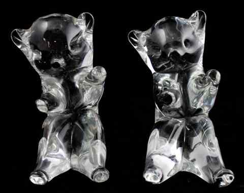 Appraisal: TWO STEUBEN GLASS BEAR CUBS modeled seated