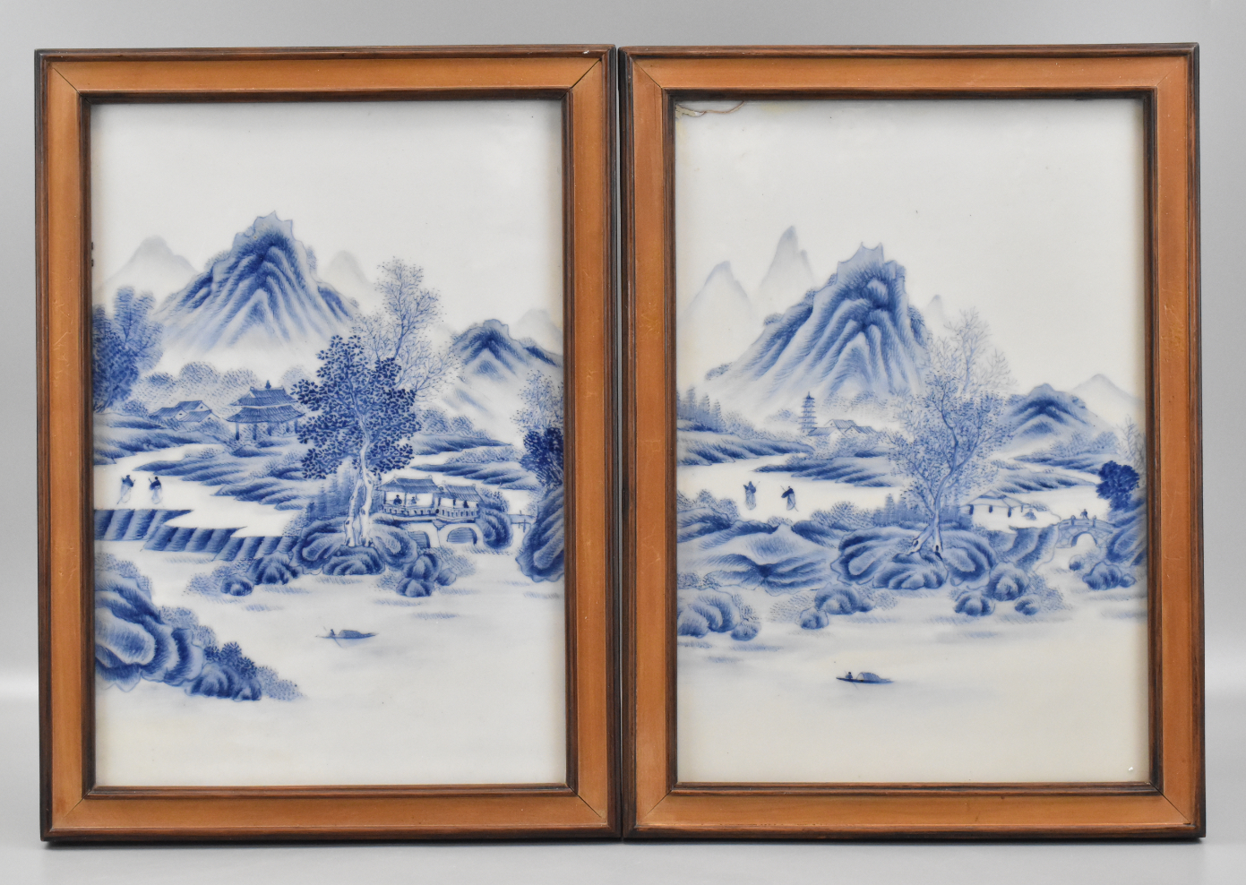 Appraisal: A pair of Chinese Blue white porcelain plaques with landscapes