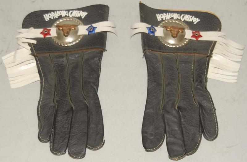 Appraisal: Vintage Hopalong Cassidy Leather Gloves Western style with plastic fringe