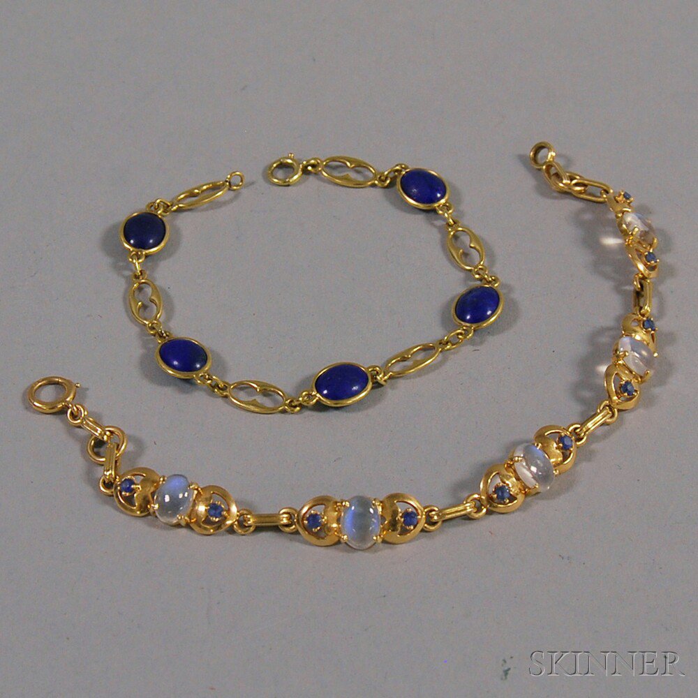 Appraisal: Two kt Gold Bracelets one composed of oval links and