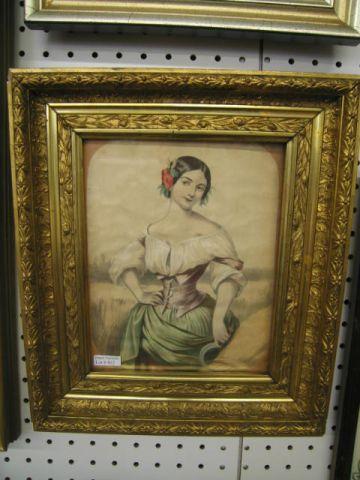 Appraisal: Victorian Gold Frame print of maiden harvesting