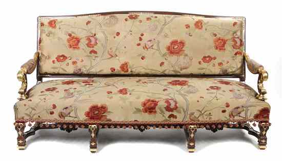 Appraisal: An Italian Baroque Style Mahogany and Parcel Gilt Canape having