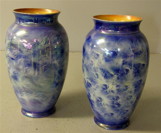 Appraisal: Pair of th century blue lustre vases h in