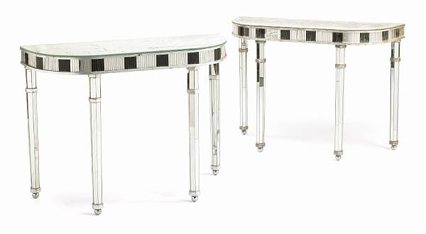 Appraisal: A pair of Art Deco style consoles th Century silvered