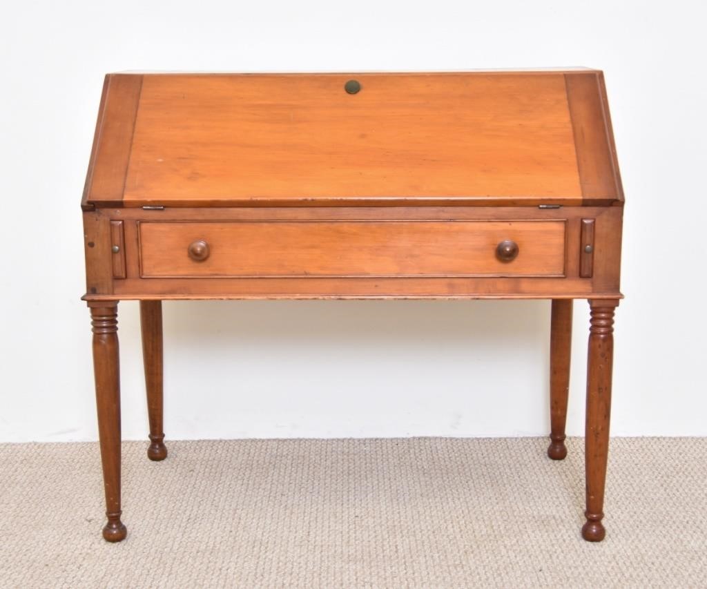 Appraisal: Country Sheraton maple and pine slant lid desk circa h