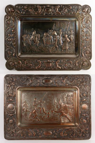 Appraisal: - th C Continental Wall Plaques Silver on Copper th