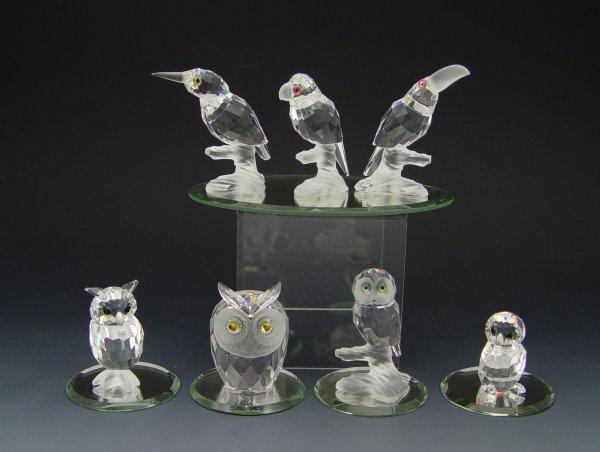 Appraisal: SWAROVSKI CRYSTAL PIECE OWL BIRD LOT ''Up in the Trees''