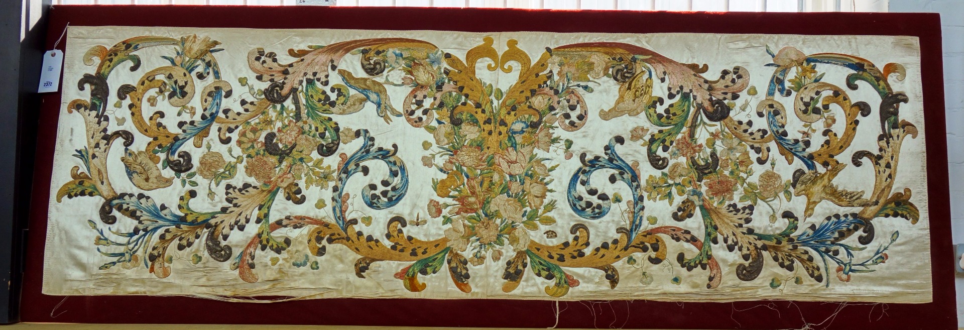 Appraisal: An Italian silk embroidered panel th century formed as a