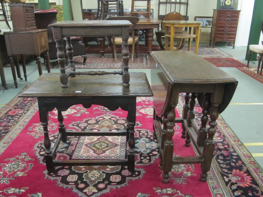 Appraisal: th century oak occasional table gateleg table and stool