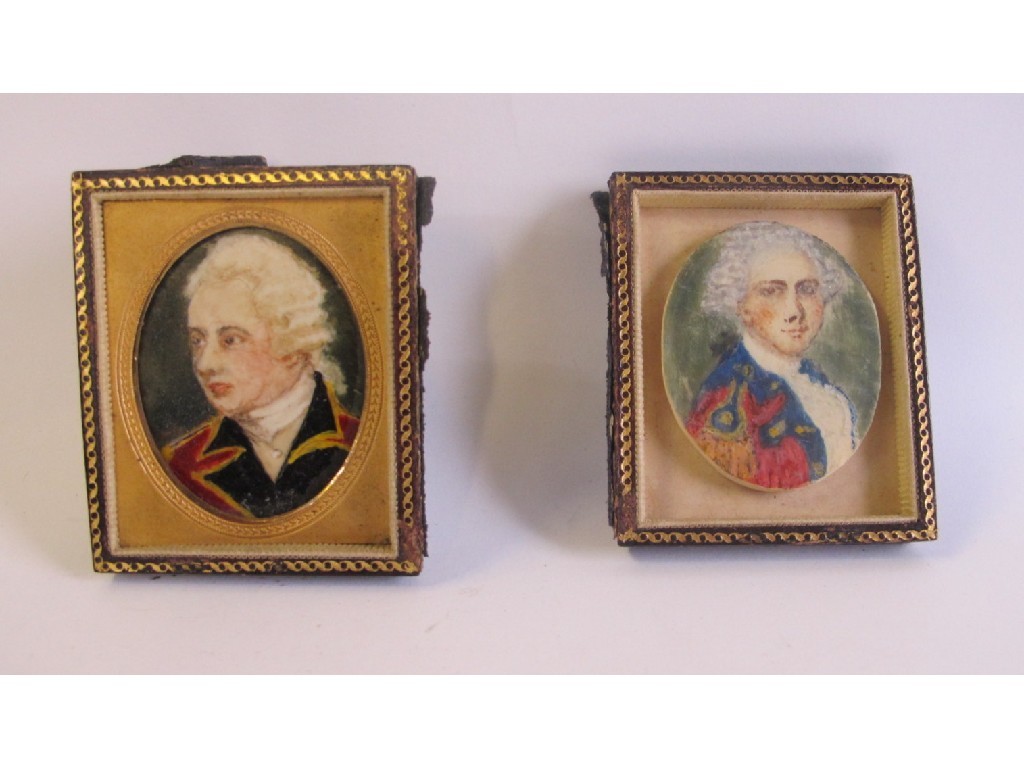 Appraisal: Lot comprising two framed portrait miniatures of Georgian officers