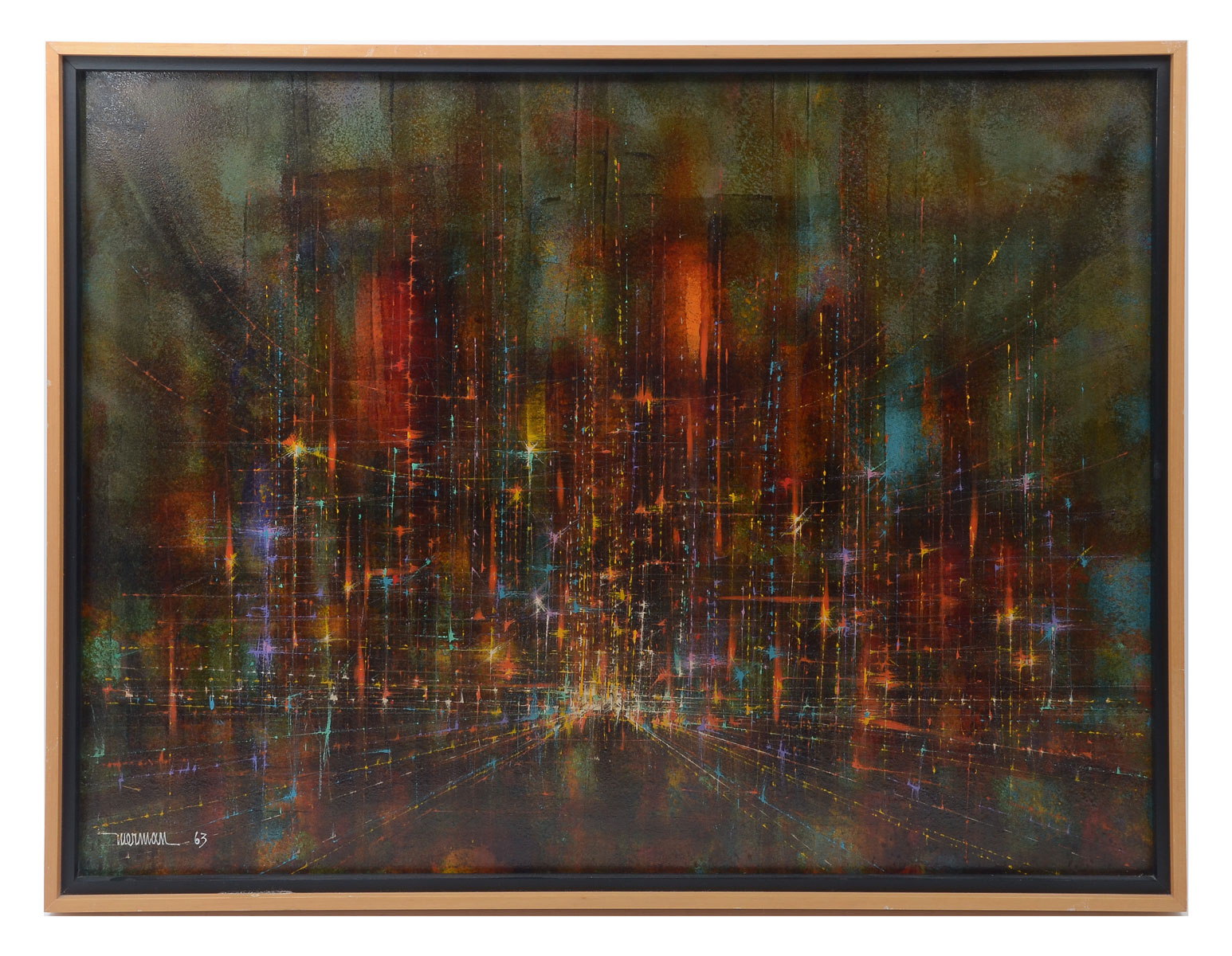 Appraisal: NIERMAN Leonardo Mexican - The City Lights Metropolis Acrylic Board