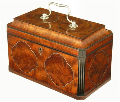 Appraisal: An early George III mahogany tea chest with silver line