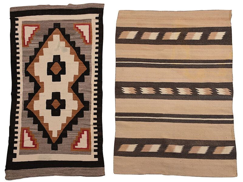 Appraisal: Two Regional Southwestern Weavings th century Chinle style natural and