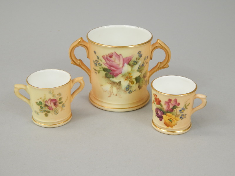 Appraisal: Three Royal Worcester porcelain miniature items each with a blush