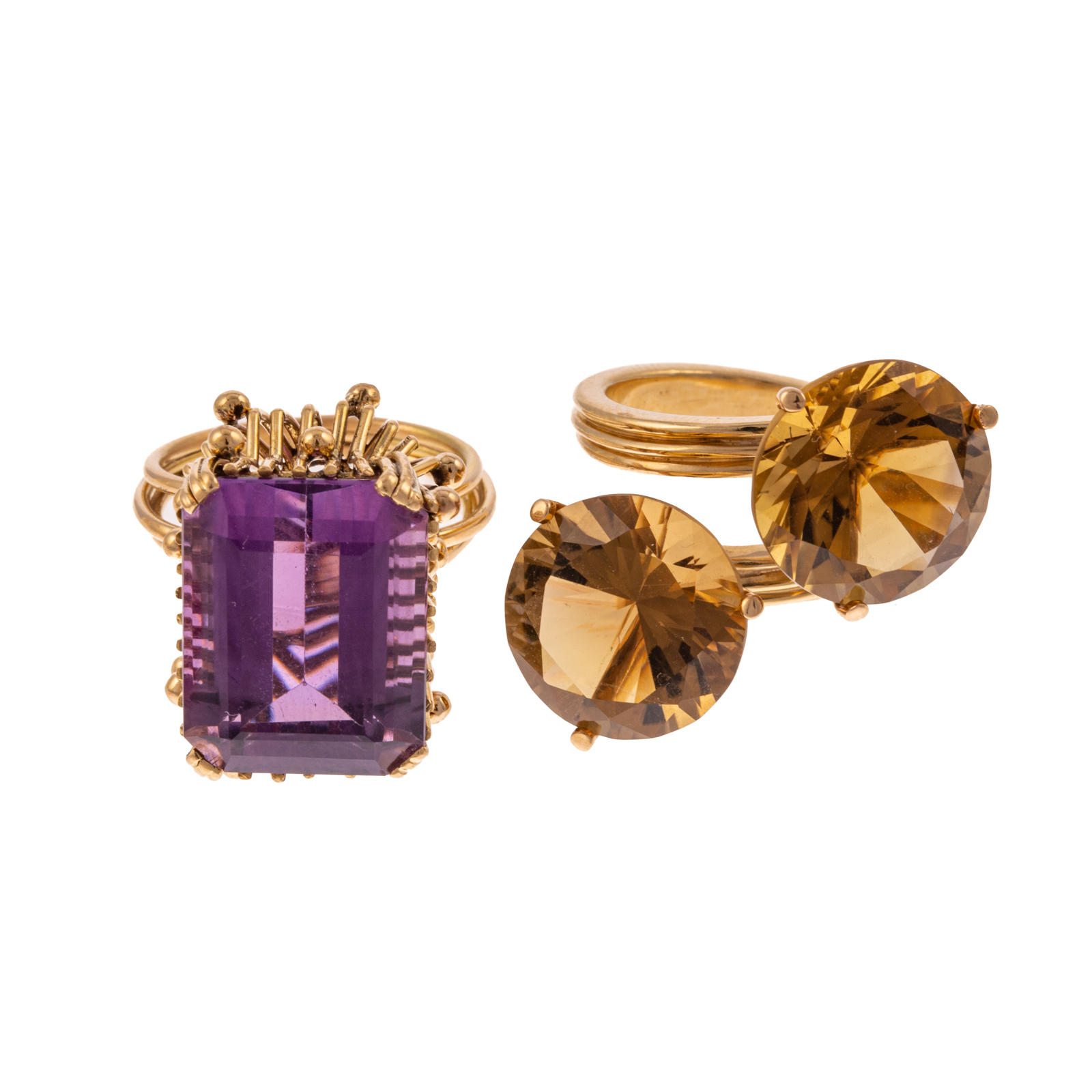 Appraisal: A CITRINE BYPASS RING AMETHYST RING IN K K yellow