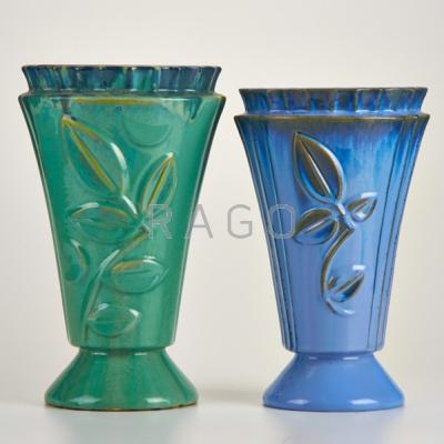 Appraisal: FULPER Two Art Deco vases with foliate motifs Flemington NJ