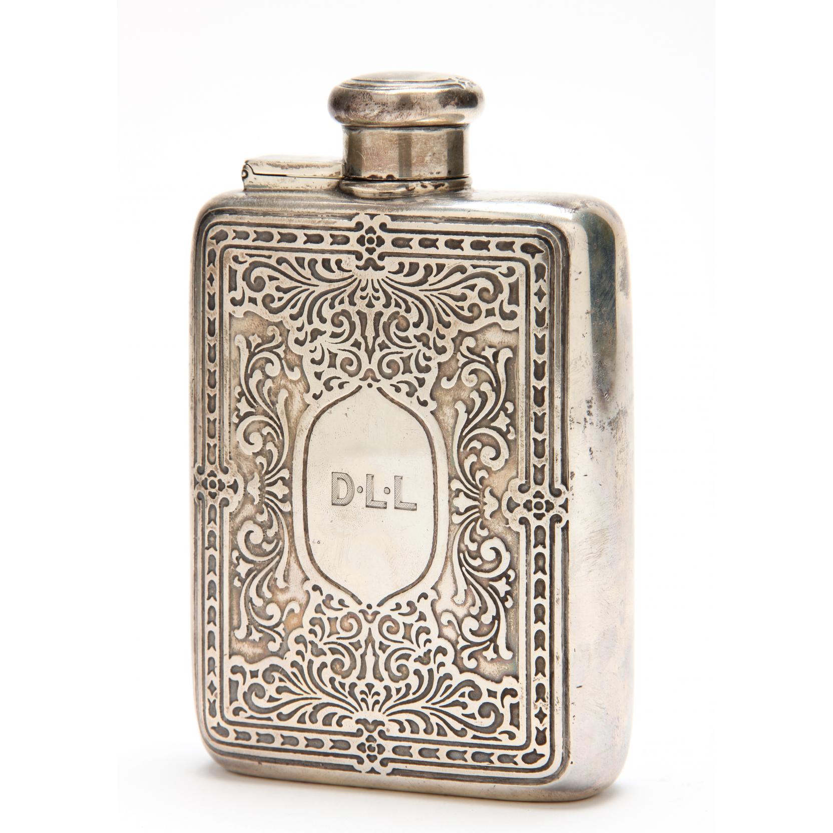 Appraisal: Antique Tiffany Co Sterling Silver Flask with circa - hallmark