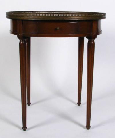 Appraisal: Vintage Mahogany Oval Drum Table with brass gallery one drawer