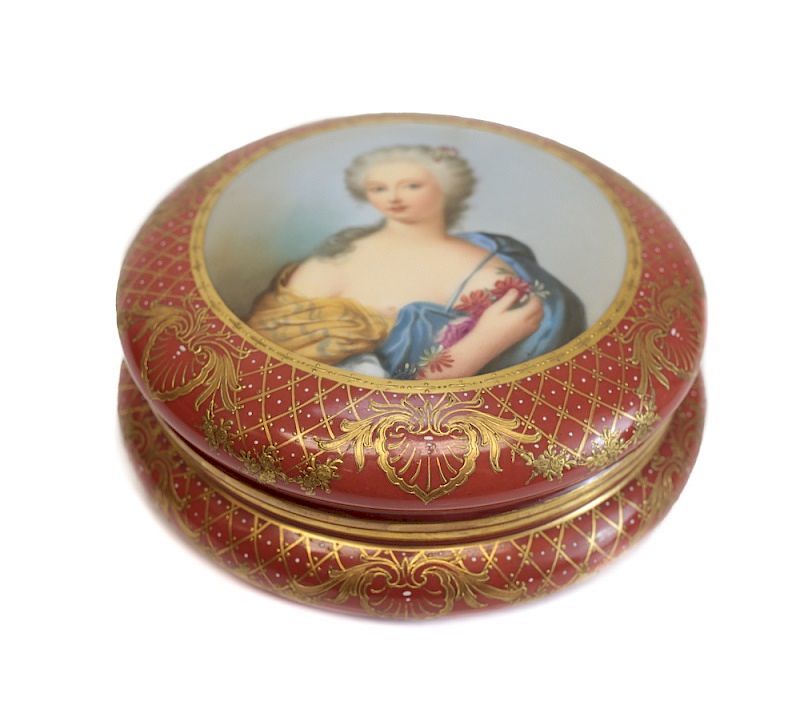 Appraisal: Helena Wolfsohn Dresden Porcelain Portrait Box A Dresden hand painted