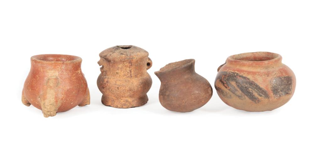 Appraisal: Four Small Pre-Columbian Pottery Vessels before A D Mesoamerica tallest