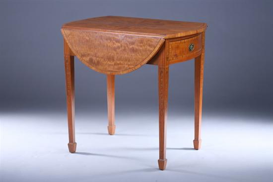 Appraisal: GEORGE III STYLE SATINWOOD INLAID PEMBROKE TABLE th Century Top