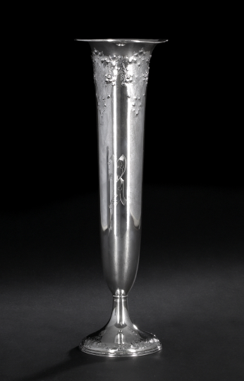 Appraisal: Large Sterling Silver Trumpet-Form Vase first quarter th century by