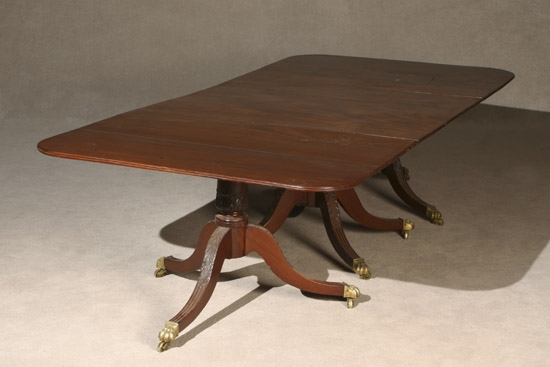 Appraisal: George III Style Mahogany Three-Pedestal Dining Table Last Half th