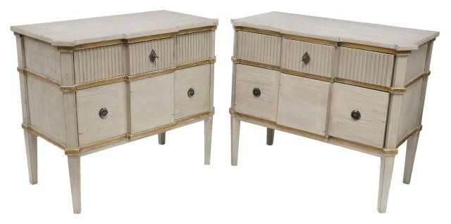 Appraisal: pair Contemporary paint decorated nightstands late th c having shaped