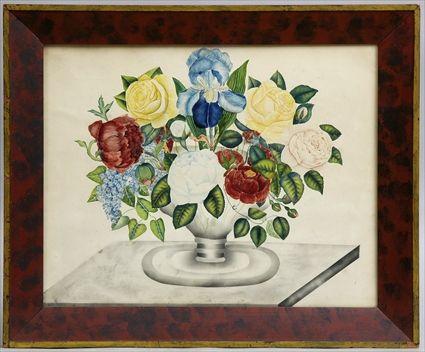 Appraisal: AMERICAN SCHOOL TH C FLORAL STILL LIFE Watercolor on paper