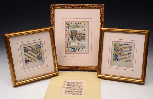 Appraisal: th and th Century GILT ILLUMINATED MANUSCRIPT PAGES on vellum