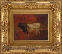 Appraisal: GENE SMITH American - WADING BULL Oil on wood panel